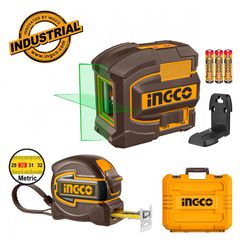 HLL680081-1 Σετ Αυτοαλφαδιαζόμενο Πράσινο Laser Σταυρού & Μετροταινία 5m - ΛΕΙΖΕΡ ΓΡΑΜΜΩΝ - INGCO (#HLL680081-1)