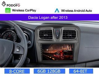 Dacia Logan (2013-2020) Android 13 Οθόνη 9" | 6GB RAM +128GB ROM | Ασύρματο CarPlay & Aσύρματο Android Auto | GPS | WiFi | DSP