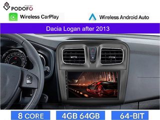 Dacia Logan (2013-2020) Android Car Radio 9" Android 13 | 8-Core | 4+64GB | Wireless CarPlay & Android Auto | GPS | WiFi | DSP