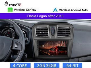Dacia Logan (2013-2020) Android οθόνη 9" 2+32GB Ασύρματο CarPlay & Aσύρματο Android Auto | GPS | EQ | WiFi