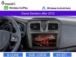 Dacia Sandero (2012-2020) Android 13 Οθόνη 9" | 6GB RAM +128GB ROM | Ασύρματο CarPlay & Aσύρματο Android Auto | GPS | WiFi | DSP