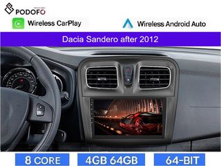 Dacia Sandero (2012-2020) Android Car Radio 9" Android 13 | 8-Core | 4+64GB | Wireless CarPlay & Android Auto | GPS | WiFi | DSP