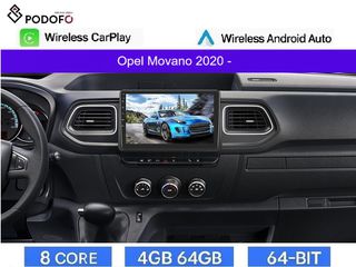 Opel Movano (2020-) 10.1" Οθόνη Android Car Radio Navigation | 4GB+64GB | 8-Core | Ασύρματο CarPlay & Aσύρματο Android Auto | GPS | WiFi | DSP | HiFi | FM/RDS