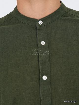 Πουκάμισο Λινό Μάο Πράσινο Μέγεθος XL-thumb-1