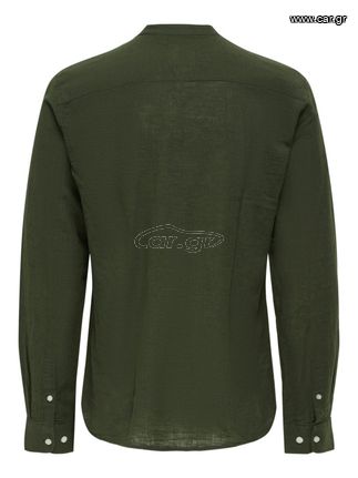 Πουκάμισο Λινό Μάο Πράσινο Μέγεθος XL-thumb-2