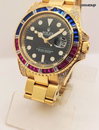 REPLICA Rolex GMT-Master II Automatic Yellow Gold Customized Gemstones Α90026 ΤΙΜΗ 550 ΕΥΡΩ