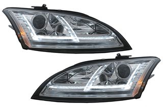 Προβολείς Led Drl Xenon Κατάλληλοι Για Audi Tt 8J (2006-2010) Δυναμικά Φώτα Στροφής Χρωμίου