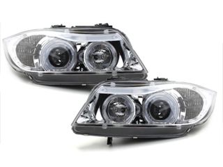 Προβολείς Angel Eyes Κατάλληλοι Για Bmw Σειρά 3 E90 E91 (03.2005-08.2008) Χρωμιωμένοι