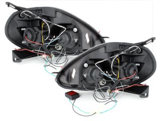 Προβολείς Κατάλληλοι Για Fiat Grande Punto (09.2005-2008) Angel Eyes 2 Halo Ζάντες Μαύροι