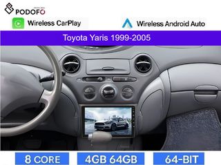 Toyota Yaris (1999-2006) Android Car Radio 9" 4+64GB 8-Core Ασύρματο CarPlay & Aσύρματο Android Auto GPS  WiFi DSP