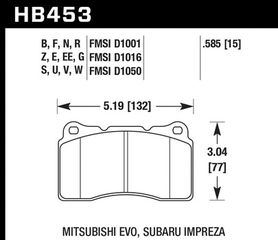 Τακακια εμπρος Mitsubishi Lancer Evolution / Subaru WRX STi HAWK HB453N.585