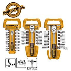 INGCO Καρυδάκια 1/4"-3/8"-1/2"+Εργαλειοθήκη Τσάντα Σετ 57 τεμ.COS23092