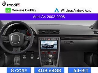 Audi A4 (2002-2008) Android Car Radio 9" 4+64GB 8-Core Ασύρματο CarPlay & Aσύρματο Android Auto| GPS | WiFi | DSP