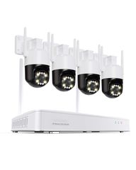 Wireless Security Camera System Wi-Fi , Color Night Vision, 355° Pan 95° Tilt, Light & Siren Alarm, Human Vehicle Detection, Two-Way Audio for Indoor Outdoor