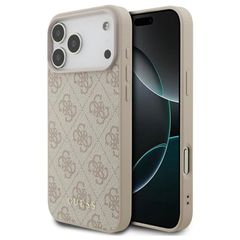 Θήκη PU Guess Apple iPhone 17 Pro Max Hardcase Classic 4G Ροζ