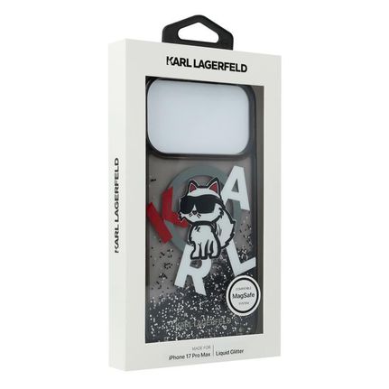 Θήκη Σιλικόνης Karl Lagerfeld Magsafe Apple iPhone 17 Pro Max Liquid Glitter Choupette Logo Μαύρο-thumb-1