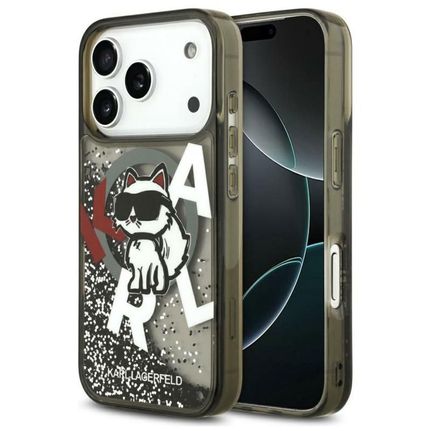 Θήκη Σιλικόνης Karl Lagerfeld Magsafe Apple iPhone 17 Pro Max Liquid Glitter Choupette Logo Μαύρο