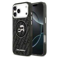 Θήκη Σιλικόνης Karl Lagerfeld Magsafe Apple iPhone 17 Pro Max Glitter Karl & Choupette Heads Μαύρο