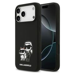 Θήκη Σιλικόνης Karl Lagerfeld Apple iPhone 17 Pro Max Sketch & Logo Karl & Choupette Μαύρο