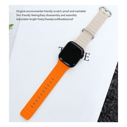 Λουράκι Devia Sport6 Silicone Apple Watch (42/ 44/ 45/ 49mm) Deluxe Two-Tone Γκρι-Πορτοκαλί-thumb-1