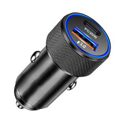 Techsuit VoltDuo C2 – Φορτιστής Αυτοκινήτου 48W με LED, USB QC3.0 & Type-C PD30W (Μαύρος)
