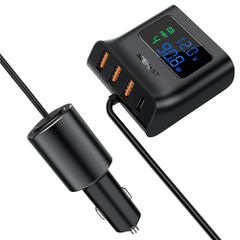Acefast B8 – Φορτιστής Αυτοκινήτου 90W με USB-C & 3× USB – PD3.0 / QC3.0 / PPS / AFC / FCP – Μαύρος