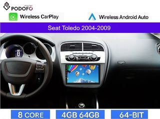 Seat Toledo (2004-2009) Android Multimedia 9" | 4+64GB | 8-Core | Ασύρματο CarPlay & Aσύρματο Android Auto | GPS | WiFi | DSP | FM RDS