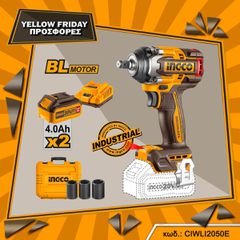 BLACK F. ΜΠΟΥΛΟΝΟΚΛΕΙΔΟ ΜΠΑΤΑΡΙΑΣ 20V INGCO 650Nm 2 x ΜΠΑΤΑΡΙΕΣ x 4Ah