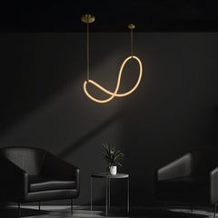 Κρεμαστό Φωτιστικό Οροφής LED 34W 3400lm 360° AC 220-240V IP20 Ρυθμιζόμενο Λευκό CCT με Χειριστήριο από 2700K έως 6000K Dimmable - Lumileds SMD Chip - Χρυσό Πλατίνα - Μ20 x Π35 x Υ120cm - 3 Χρόνια Εγγ
