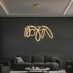 Κρεμαστό Φωτιστικό Οροφής LED 69W 6900lm 360° AC 220-240V IP20 Ρυθμιζόμενο Λευκό CCT με Χειριστήριο από 2700K έως 6000K Dimmable - Lumileds SMD Chip - Χρυσό Πλατίνα - Μ100 x Π100 x Υ40cm - 3 Χρόνια Εγ