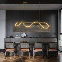 Κρεμαστό Φωτιστικό Οροφής LED 34W 3400lm 360° AC 220-240V IP20 Ρυθμιζόμενο Λευκό CCT με Χειριστήριο από 2700K έως 6000K Dimmable - Lumileds SMD Chip - Χρυσό Πλατίνα - Μ140 x Π40 x Υ30cm - 3 Χρόνια Εγγ