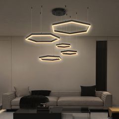 Κρεμαστό Φωτιστικό Οροφής LED 120W 12000lm 200° AC 220-240V IP20 Ρυθμιζόμενο Λευκό CCT με Χειριστήριο από 2700K έως 6000K Dimmable - Lumileds SMD Chip - Μαύρο Ματ - Μ110 x Π90 x Υ110cm - 3 Χρόνια Εγγύ