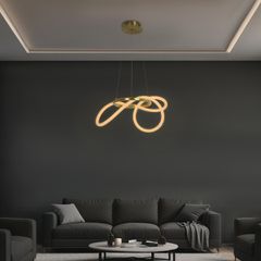 Κρεμαστό Φωτιστικό Οροφής LED 30W 3000lm 360° AC 220-240V IP20 Ρυθμιζόμενο Λευκό CCT με Χειριστήριο από 2700K έως 6000K Dimmable - Lumileds SMD Chip - Χρυσό Πλατίνα - Μ40 x Π40 x Υ30cm - 3 Χρόνια Εγγύ