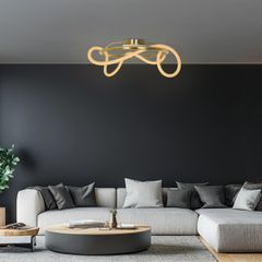 Φωτιστικό Οροφής LED 34W 3400lm 360° AC 220-240V IP20 Ρυθμιζόμενο Λευκό CCT με Χειριστήριο από 2700K έως 6000K Dimmable - Lumileds SMD Chip - Χρυσό Πλατίνα - Μ60 x Π60 x Υ30cm - 3 Χρόνια Εγγύηση