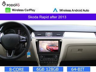 Skoda Rapid (2013-2019) 9" Οθόνη Android 13 | 6GB RAM + 128GB ROM| Ασύρματο CarPlay & Android Auto | GPS | WiFi | FM RDS | DSP | BT 5.0