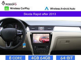 Skoda Rapid (2013-2019) Android Navigation 9" οθόνη Car Radio 4+64GB Ασύρματο CarPlay & Aσύρματο Android Auto GPS WiFi DSP