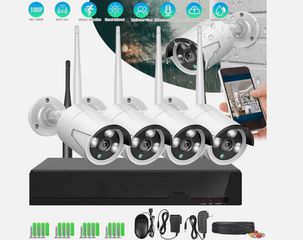 Wireless CCTV 1080P Security Camera System 4CH HD DVR Home Surveillance Outdoor