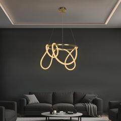 kelvo® GLOW KLV-101-0163 Κρεμαστό Φωτιστικό Οροφής LED 58W 5800lm 360° AC 220-240V IP20 Ρυθμιζόμενο Λευκό CCT με Χειριστήριο από 2700K έως 6000K Dimmable - Lumileds SMD Chip - Χρυσό Πλατίνα - Μ80 x Π8