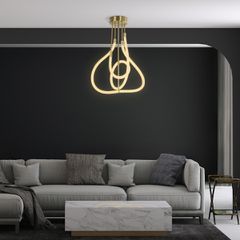 kelvo® GLOW KLV-101-0152 Φωτιστικό Οροφής LED 40W 4000lm 360° AC 220-240V IP20 Ρυθμιζόμενο Λευκό CCT με Χειριστήριο από 2700K έως 6000K Dimmable - Lumileds SMD Chip - Χρυσό Πλατίνα - Μ50 x Π50 x Υ70cm