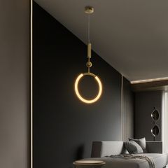 kelvo® GLOW KLV-101-0175 Κρεμαστό Φωτιστικό Οροφής LED 18W 1800lm 360° AC 220-240V IP20 Ρυθμιζόμενο Λευκό CCT με On/Off 2700K/4500K/6000K - Lumileds SMD Chip - Χρυσό Πλατίνα - Μ30 x Π6 x Υ60cm - 3 Χρό