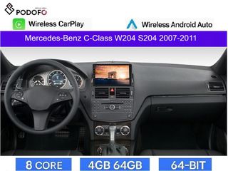 Mercedes Benz C-Class W204 S204 (2007-2011) Android Car Radio 9" 4+64GB 8-Core Ασύρματο CarPlay & Aσύρματο Android Auto| GPS | WiFi | DSP