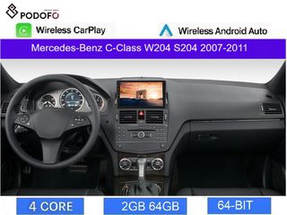 Mercedes Benz C-Class W204 S204 (2007-2011) Android οθόνη 9" 2+64GB Ασύρματο CarPlay & Aσύρματο Android Auto GPS  WiFi EQ