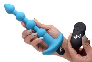 Vibrating Silicone Anal Beads & Remote Control - Blue-thumb-4