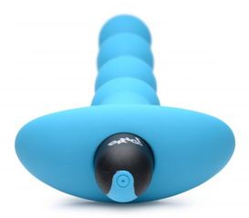 Vibrating Silicone Anal Beads & Remote Control - Blue-thumb-1