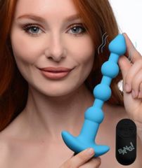 Vibrating Silicone Anal Beads & Remote Control - Blue-thumb-7