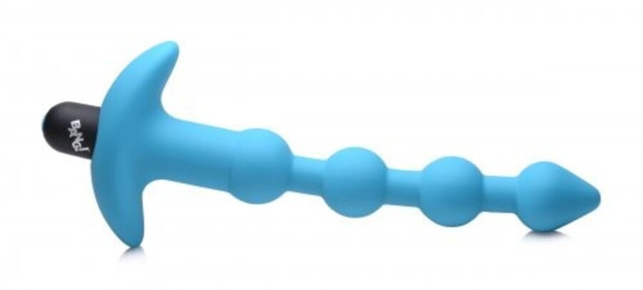 Vibrating Silicone Anal Beads & Remote Control - Blue