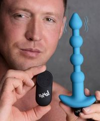 Vibrating Silicone Anal Beads & Remote Control - Blue-thumb-6