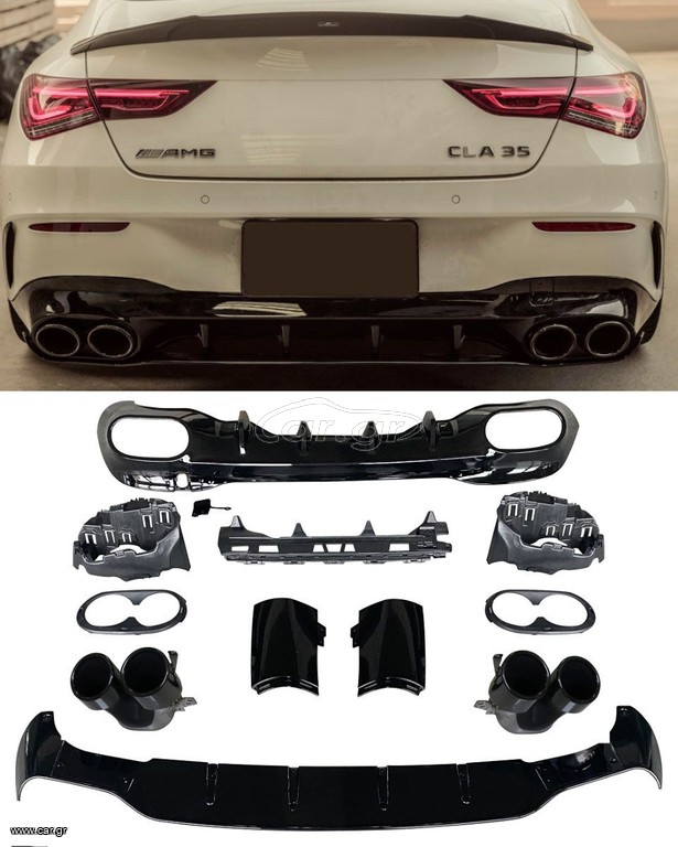 ΠΙΣΩ SPOILER DIFFUSER ME ΜΑΥΡΕΣ ΕΞΑΤΜΙΣΕΙΣ Mercedes W118 CLA  AMG 45 LOOK