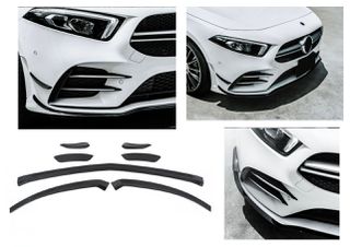 AMG Look Aero Pack Lip Flaps (7τμχ) για Mercedes-Benz A-Class W177 (2018+) – Μαύρο Γυαλιστερό