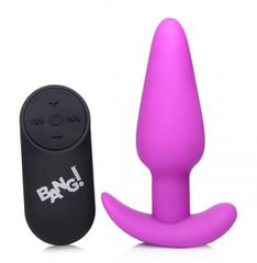XR Brands 21X Vibrating Silicone Butt Plug with Remote Control - Purple-thumb-1